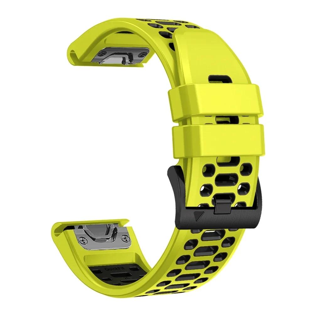 QuickFit 22мм 26мм Дышащий силиконовый ремешок для Garmin Fenix 7X 7 6X Pro 5 5X Plus/Epix 2 47мм 51мм Tactix 7 Браслет Ремешок для часов