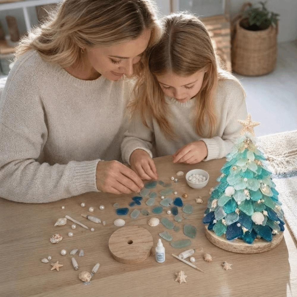 Tabletop Display Sea Glass Christmas Tree DIY Kit Holiday Tabletop Decor Crafts Home Decor