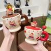 Милые кружки с маленькими медвежатами для домашнего использования с КРЫШКАМИ, парные керамические чашки и офисные чашки с высокими стандартами внешнего вида для девочек