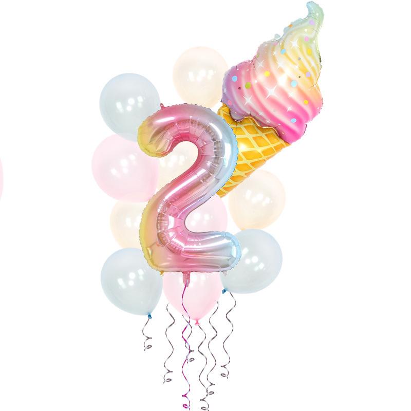 Мороженое День рождения Украшения Детские игрушки Baby Shower Одноразовая посуда Бумажные тарелки Стаканы Воздушные шары Флаги Товары для вечеринок