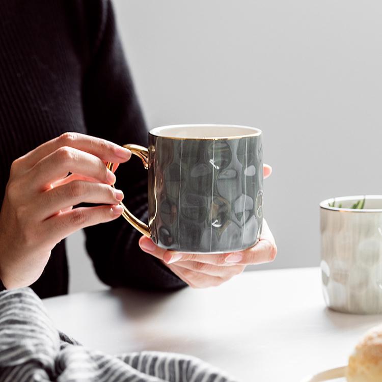 Unique Design Drinkware Nordic Delicate Handmade Luxury Ceramic Coffee Mugs With Gold Rim