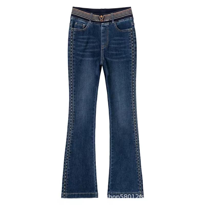 Женские винтажные узкие эластичные расклешенные джинсы, эластичные джинсы скинни с высокой посадкой, винтажные джинсы до щиколотки большого размера