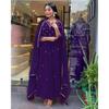 Indian Women Anarkali Long Gown Pant Dupatta Set Party Wear Top Tunic Kurti VF-20253a
