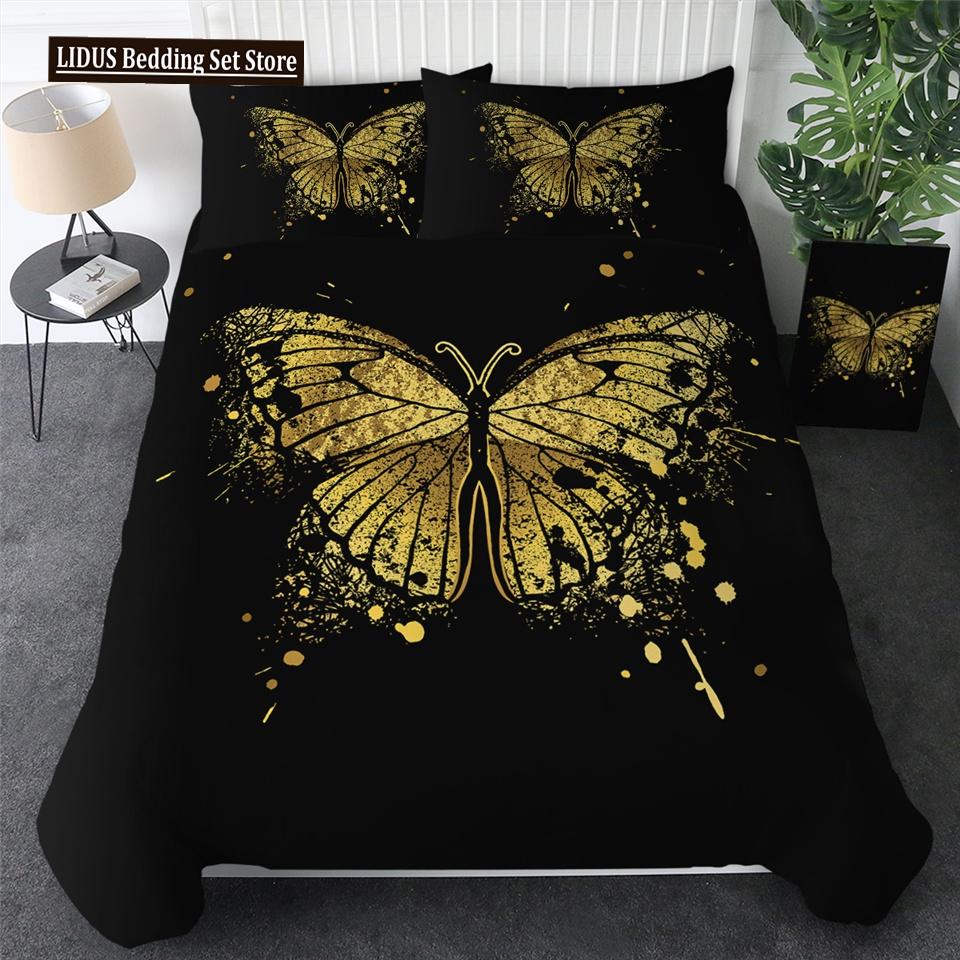 Комплект постельного белья Flying Butterflies, комплект постельного белья из коллекции Butterfly Queen King, полноразмерный, цветной, мягкий, из полиэстера, покрывало
