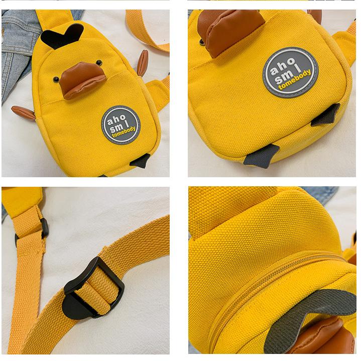 Маленькая холщовая нагрудная сумка желтого цвета с уткой для детей, черные, белые, розовые сумки на плечо большой вместимости, сумки-органайзеры для телефона