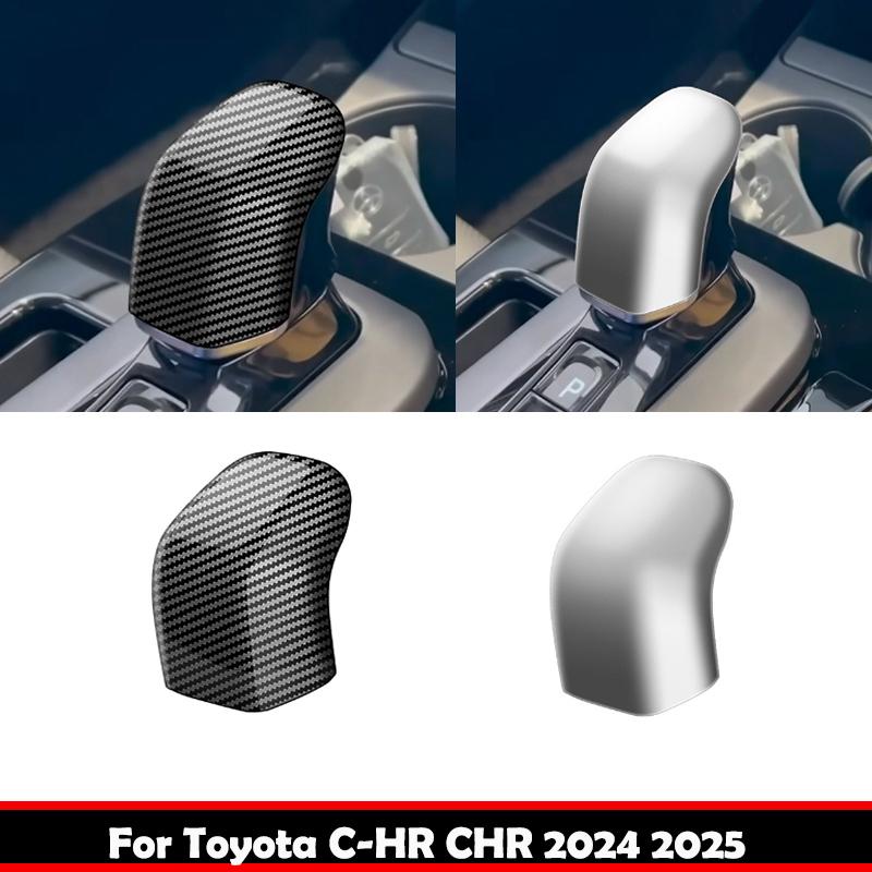 Для Toyota CHR C-HR 2024 2025 ABS Хромированное углеродное волокно Рамка панели переключения передач автомобиля Чехол на ручку переключения передач Накладка на головку Салонные аксессуары