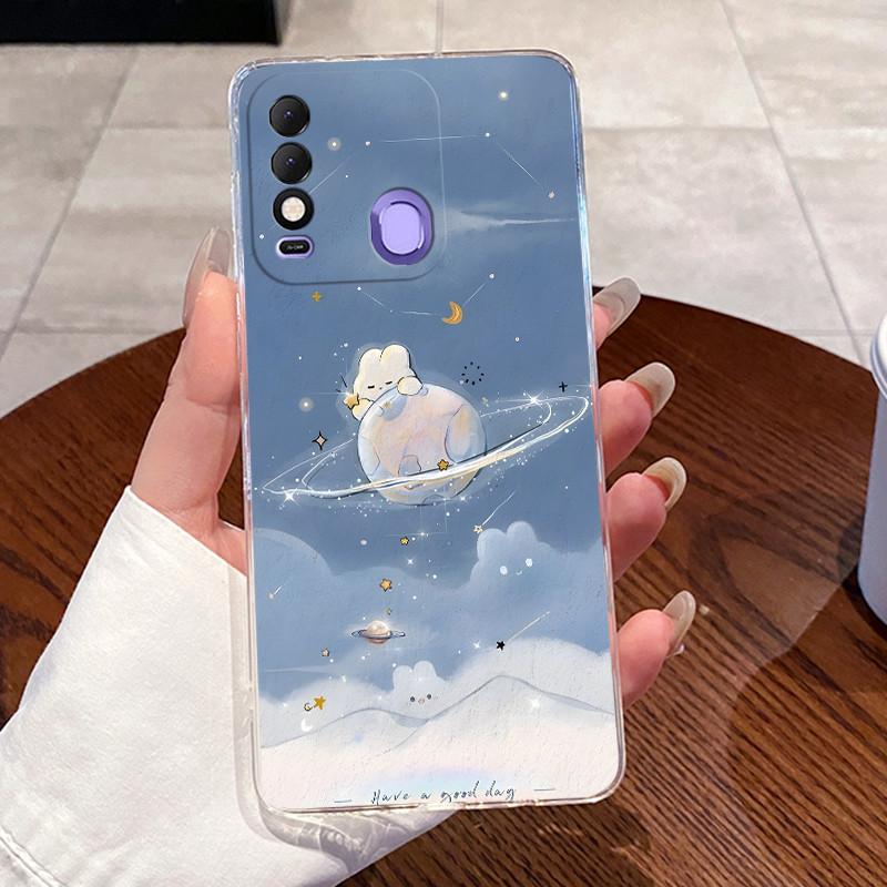 For Tecno Spark 8 8T 8P 9T (India) 7 Pro 7T Case Clear Silicone Soft TPU Jelly Cover KG6 KG7H KG7 KF6 Cute Rabbit Cat Phone Case