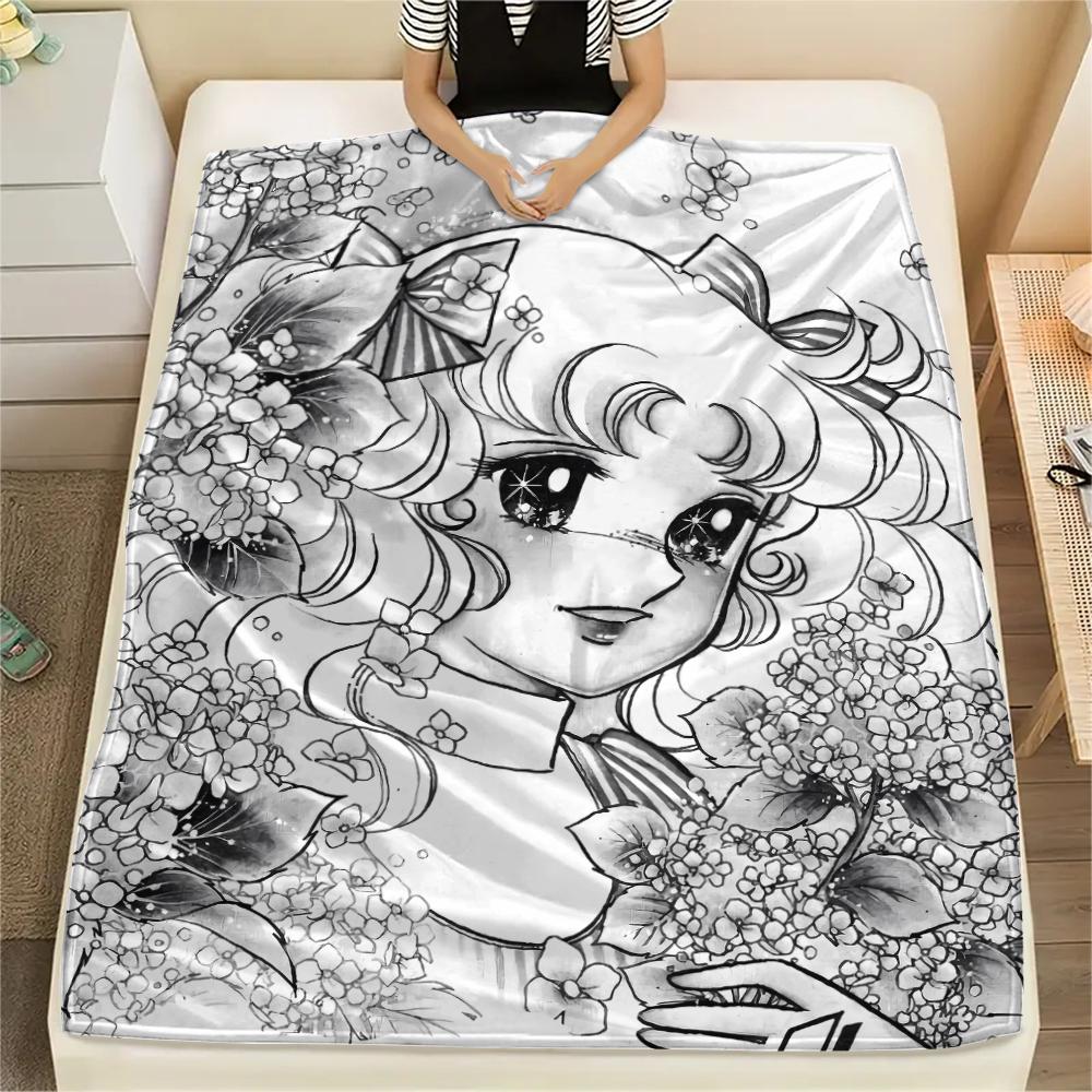 1PC Candy Candy Print Flannel Blanket, High quality All Seasons, Home Decor, Warmth and Comfort, Perfect for Christmas Gifts