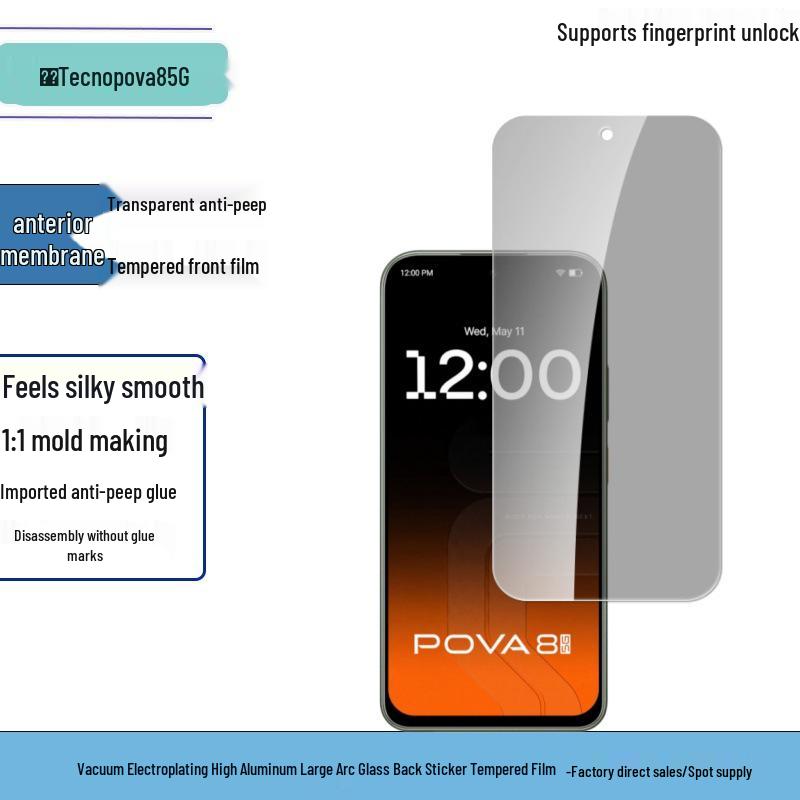 Антишпионская матовая закаленная пленка со стразами для Tecno Pova 8 5G HD Full Screen и Eagle Eye Lens