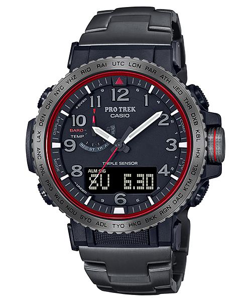 Casio Мужские часы Pro Trek из нержавеющей стали, водонепроницаемость 100 м, цифровые, с будильником, кварцевые, PRW-50YT-1