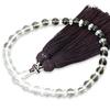 Women's Kyoto Buddhist Prayer Beads, Brown Crystal, Haze, Silk, Matsukaze Tassel, Suitable for All Sects, Informal Funerals, Buddhist Altars,