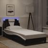 VidaXL Bed Frames with LED Lights, Upholstered Bed with Cushion, Single Bed, Adult Bedroom Bed, Modern, Black White 3213999