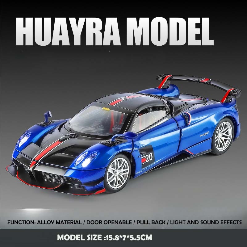 Симуляция 1/32 Pagani Huayra BC Сплав Модель автомобиля со светом и звуком Коллекция Миниатюрный Voiture Игрушечный транспорт Подарок Дети Мальчик