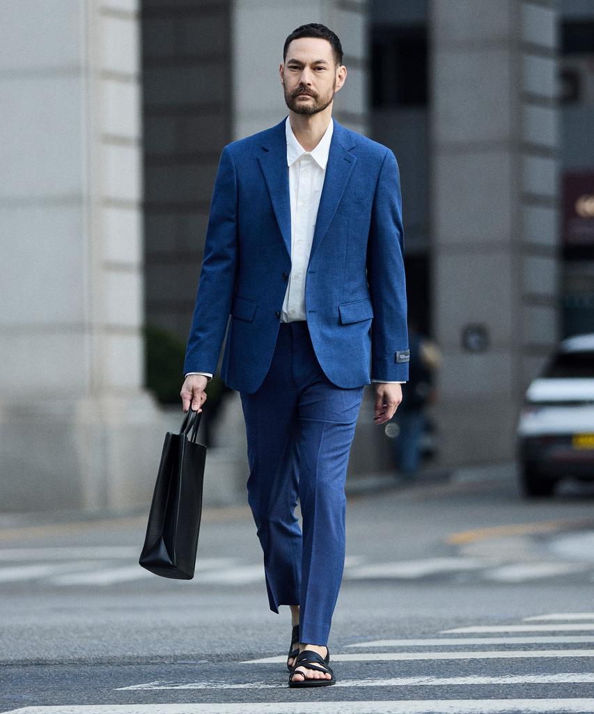 STCO Италия Marlane Летние шерстяные брюки-костюм Синие (Slim Fit)_Sslub71Ssl