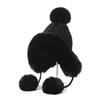 Hunting-Style Women's Faux Fox Fur Pom-Pom Earflap Hat Wool Knit Business Travel Ski Beanie 100% Polyester