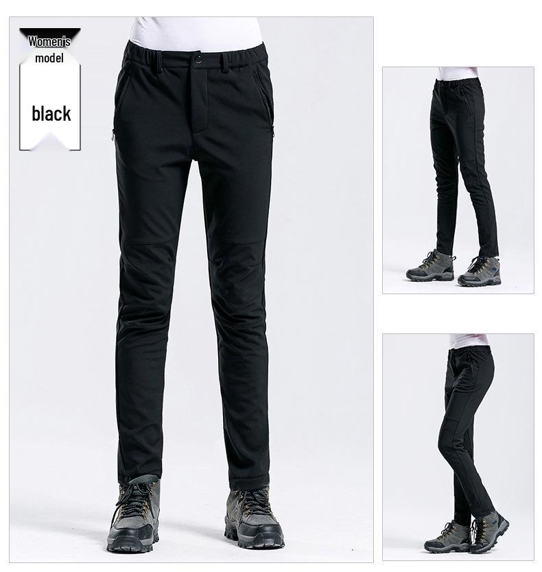 Ветрозащитные и водонепроницаемые брюки софтшелл для мужчин и женщин - на флисовой подкладке для пеших походов, катания на лыжах и альпинизма