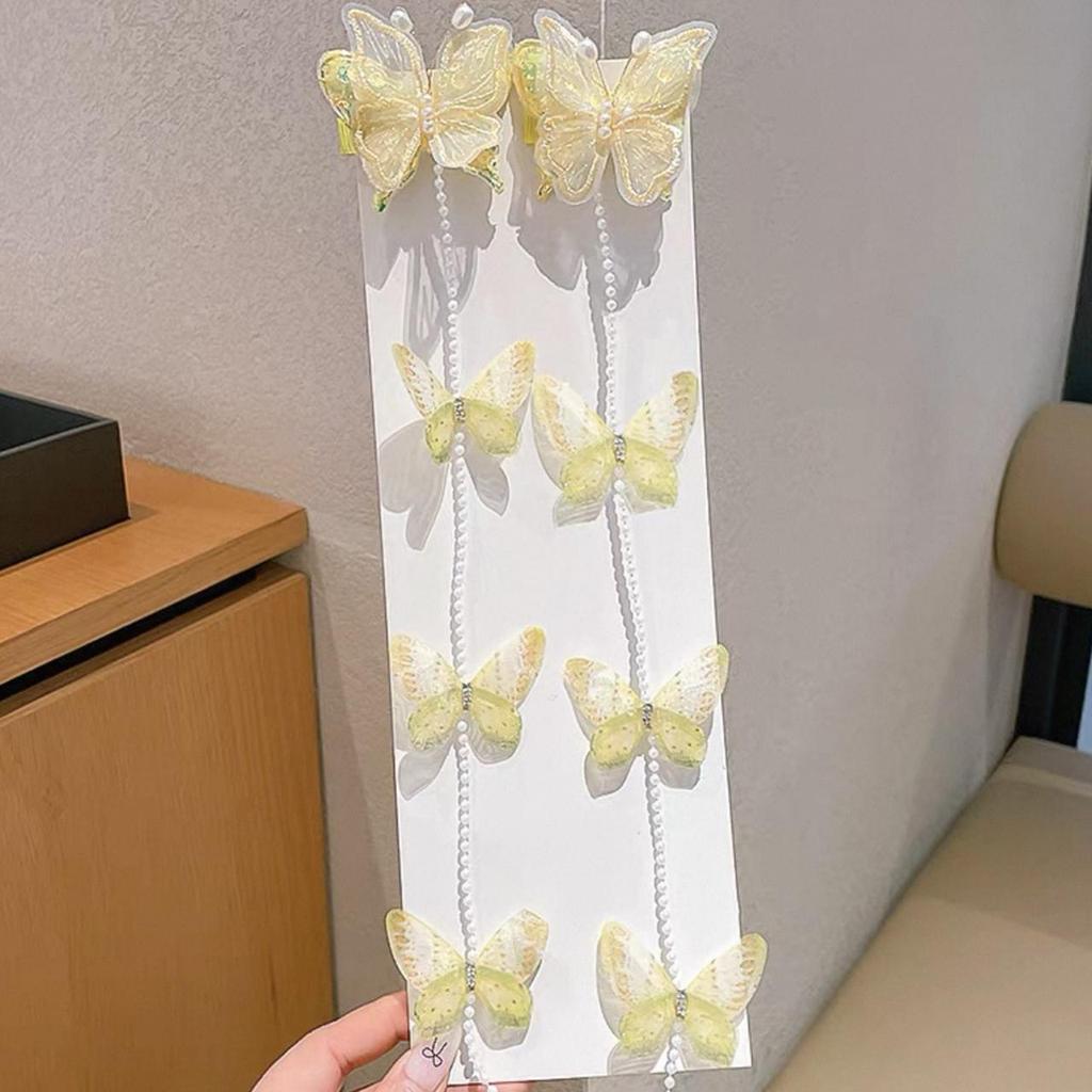 2 шт./набор Заколка для волос в виде бабочки с жемчугом феи, принцесса, кисточка, плетеная цепочка для волос, заколка для волос, милый детский головной убор, детский аксессуар для волос