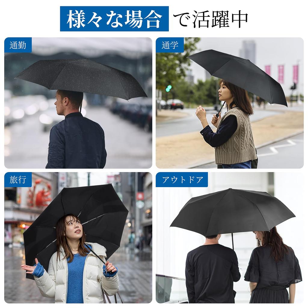 LittleSo Зонт с памятью, который складывается в один складной зонт с памятью, автоматический от дождя или 8 больших складных зонтов 104 см для и работы, супер прочный 59 см