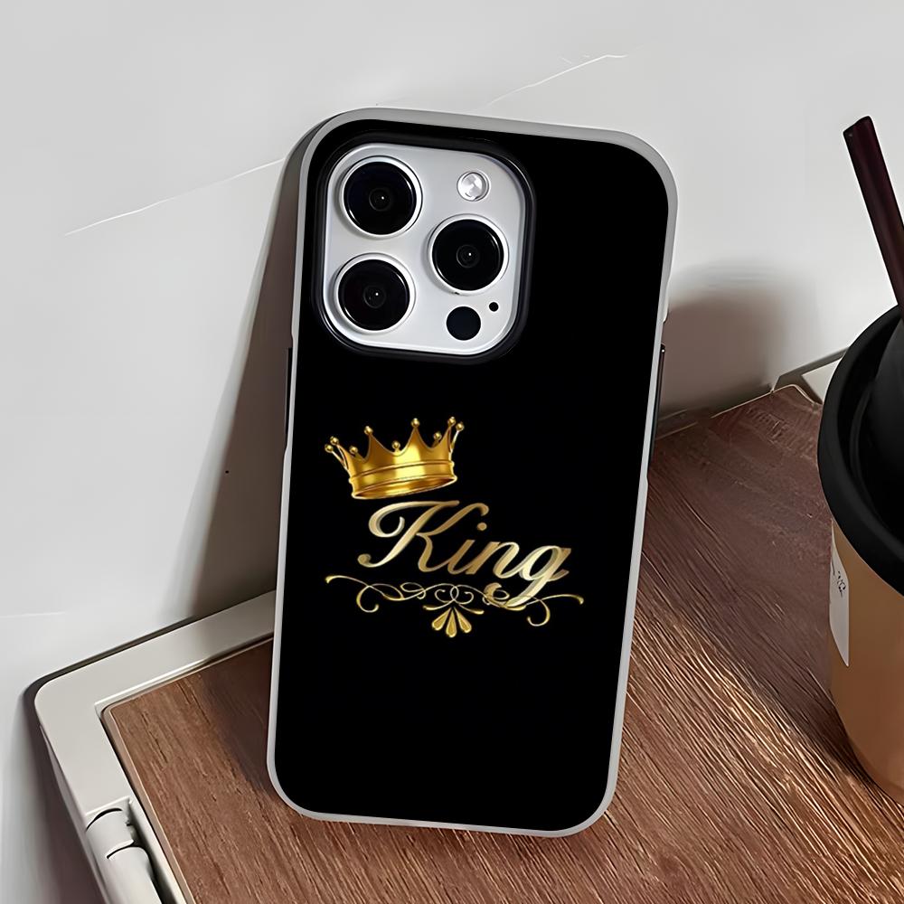 Чехол для телефона с буквами KING Queen Crown для iPhone 17 Air 16 E 15 14 Plus 13 12 11 Pro Max, Желейный, 2 в 1, Защитный чехол