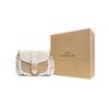COACH Georgie PVC Leather Saddle Bag , Shoulder Bag , Crossbody Bag Small Women's Beige Light Khaki (Unisex) Crossbody Bags C2806 IMDQC