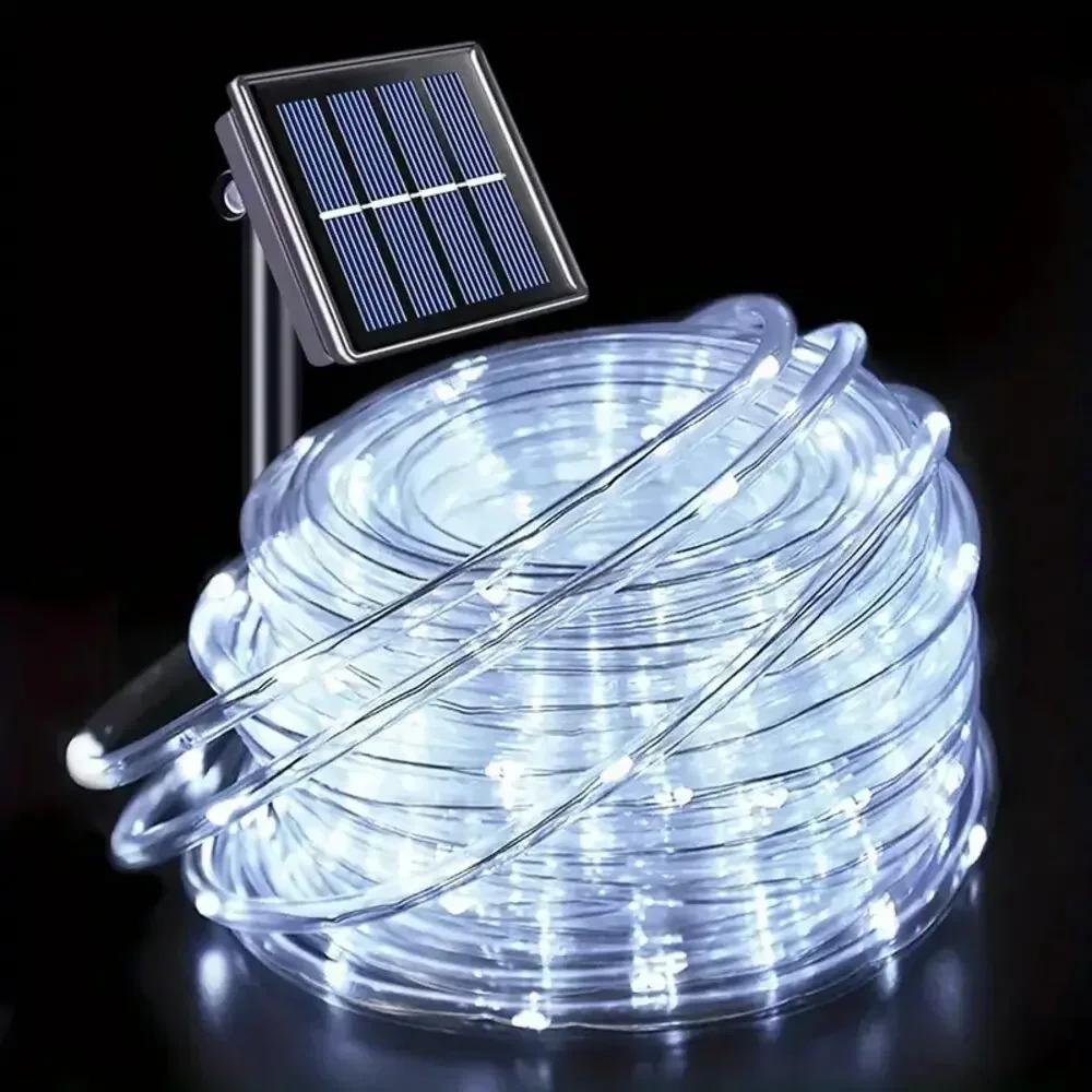 Solar LED Fairy String Lights Outdoor Garden Party Wedding Decoration Clear Tube Tree Wrap Lighting