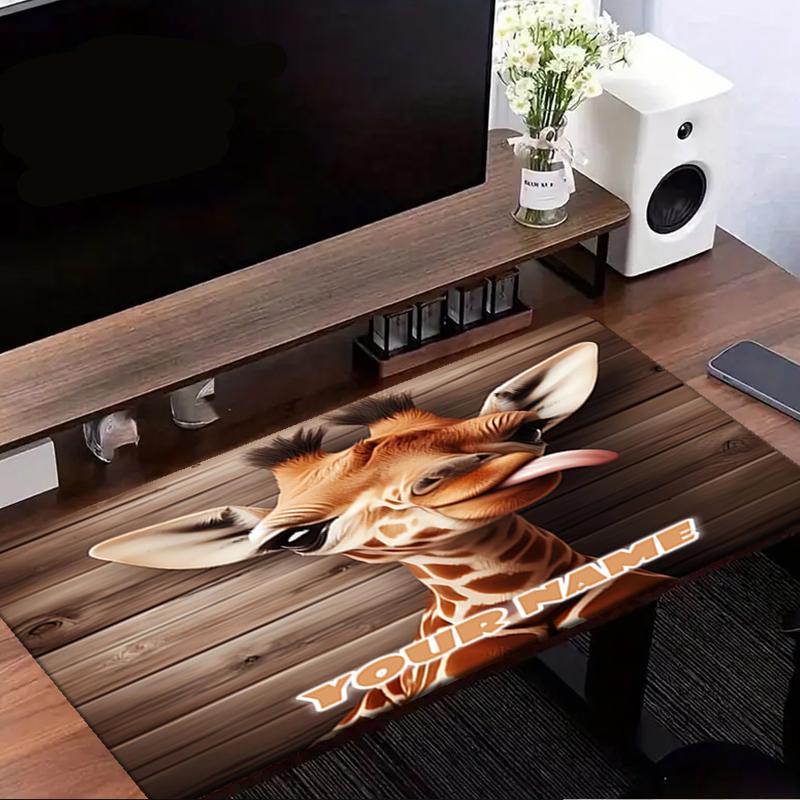 1PC Custom Name Giraffe Artwork Mouse pad, keyboard and mouse desk pad, for computer notebook Birthday Gift For Any Room Or Office