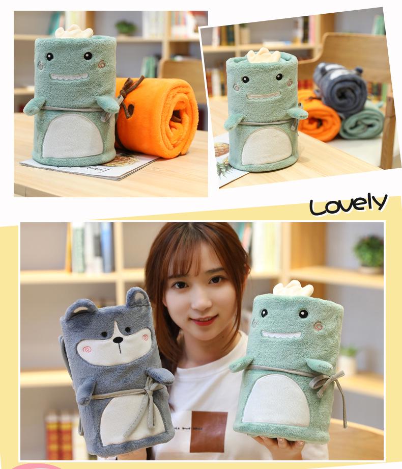 Портативное фланелевое одеяло с изображением мультяшных животных и фруктовым узором для дома или офиса