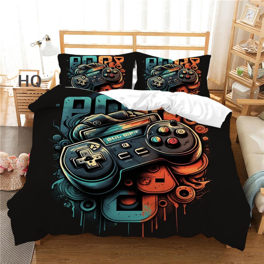 Комплект постельного белья с 3D-плеером, игровая ручка, пододеяльник, наволочка, 2/3 шт., подходит для любителей игр, для мальчиков, для мужчин, для комнаты, на молнии, украшение для дома