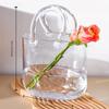 Шикарная стеклянная ваза в форме сумочки с ручкой - многофункциональная прозрачная ваза для цветов для гидропоники и домашнего декора