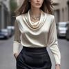 Женская однотонная рубашка с длинным рукавом, простым воротником-жабо, пятно, элегантная