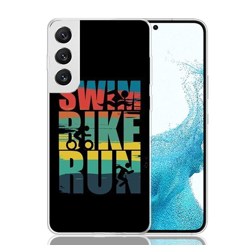 Чехол для телефона с принтом Триатлон Плавание Велосипед Бег для Samsung Galaxy S26 Ultra S23 S24 S25 Edge S20 FE S21 S22 Plus Мягкий Чехол-бампер Fund