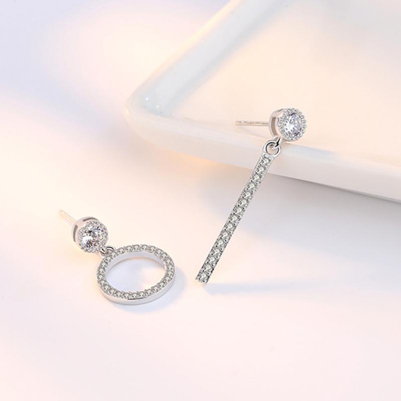 Женская корейская мода 925 посеребренных антиаллергенных нерегулярных кристаллов циркона круглые прямые серьги-гвоздики висячие серьги женские украшения для ушей