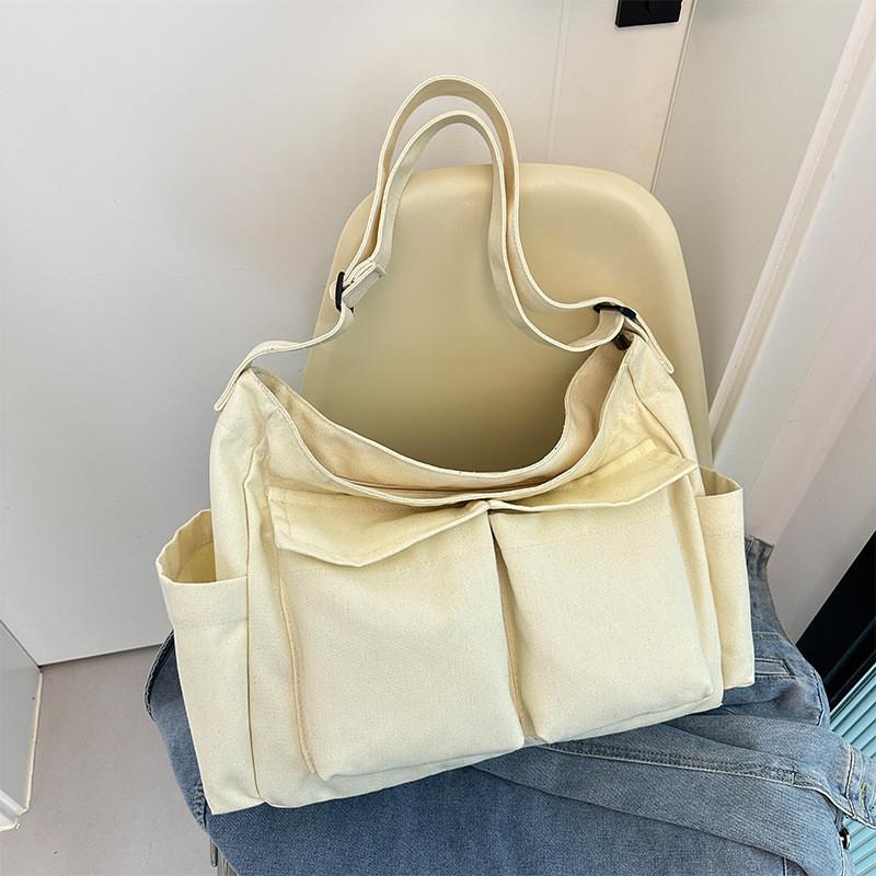 Stylish Retro Large Capacity Tote Bag For Men And Women Casual Travel In Black Green Cream Brown