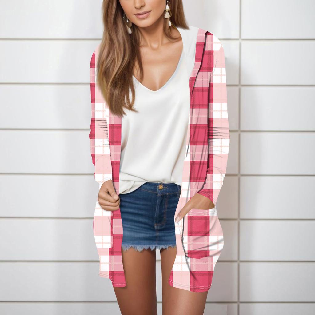 Женская модная повседневная кардиган-куртка с длинным рукавом и капюшоном средней длины