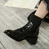 Женские ботильоны с острым носком, элегантные ботильоны на среднем каблуке, эластичная обувь, черные короткие туфли для женщин, Y2k, высокое качество