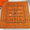 90CM Square Manual Hand Rolled Twill Silk Scarf Women Plaid Horse Design Scarves Bandana Hijabs For Holiday