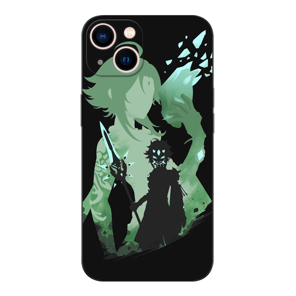 Черный чехол из ТПУ для iPhone 5 5S SE 2020 6 6S 7 8 plus x 10 XR XS 11 12 13 mini pro MAX задняя крышка Genshin Impact Anime