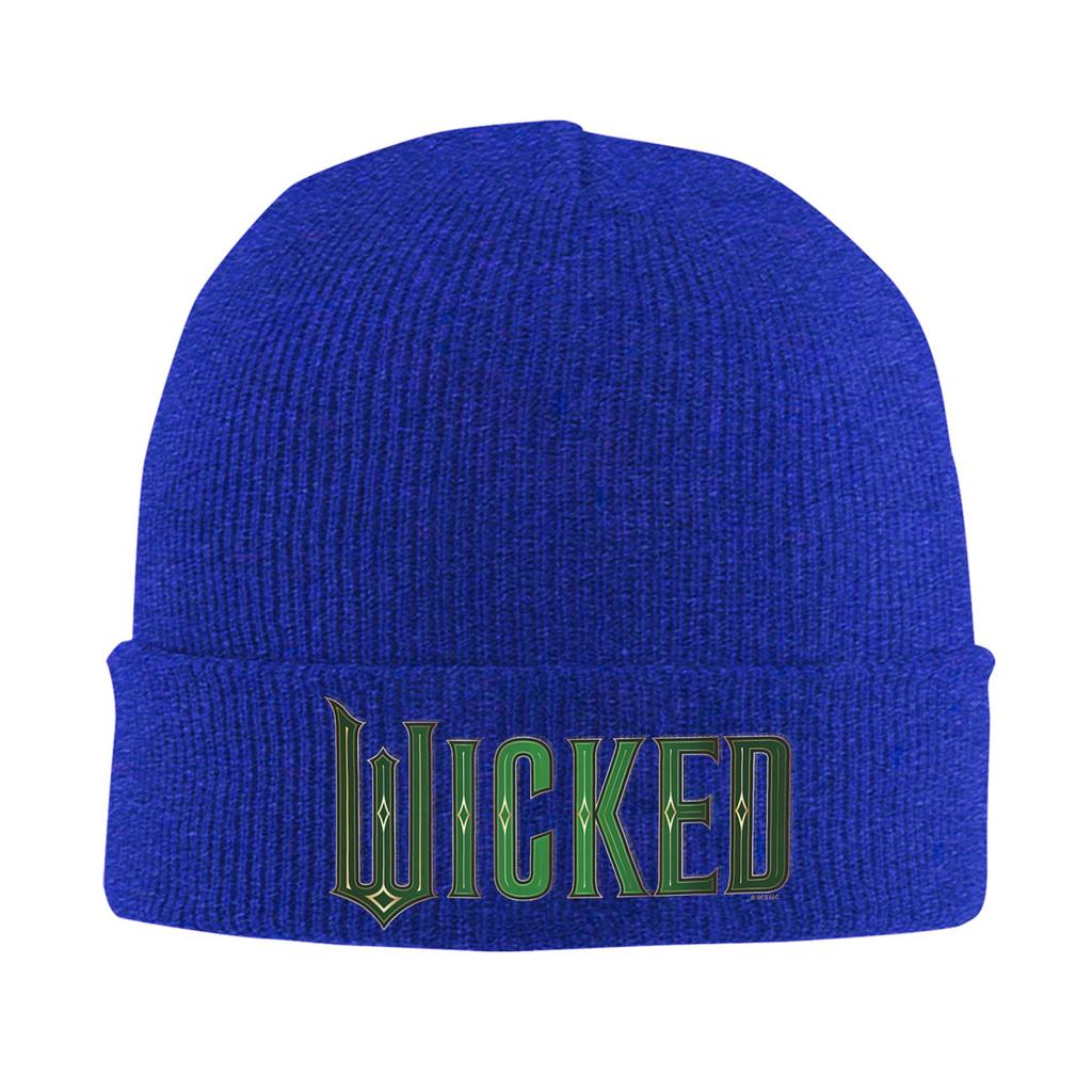 Wicked Movie Logo Emerald Green Beanie Hats  Knit Hat Men Women Street Warm Caps Spring Hippie Design Bonnet Hats