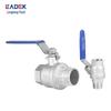 304 Stainless Steel Threaded Ball Valve, 316 Two-Piece Manual Valve, Available in 1/2", 1", and 2" Sizes.