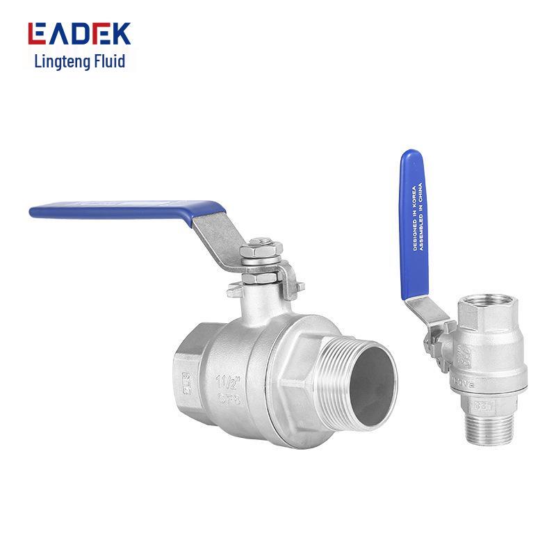 304 Stainless Steel Threaded Ball Valve, 316 Two-Piece Manual Valve, Available in 1/2", 1", and 2" Sizes.