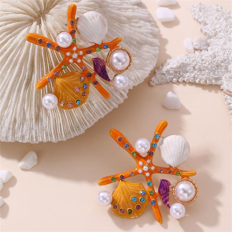 Женские серьги-гвоздики с ракушками и жемчугом, легкие, роскошные, ретро, модные украшения, красочные серьги, летние подарки для вечеринок 2024 года