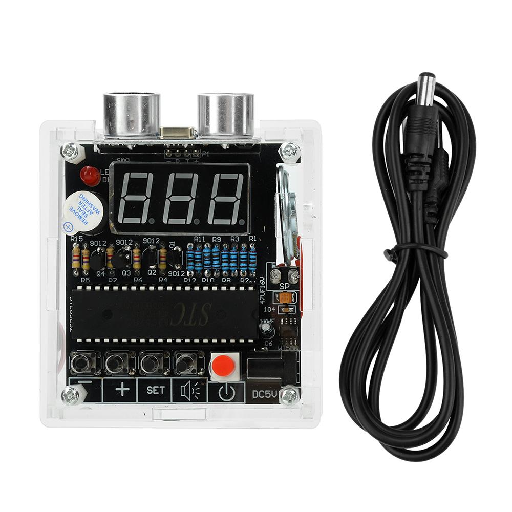 51 MCU Ultrasonic Ranging DIY Kit HC-SR04 DC 4.5-5.5V 3-Digit Display Voice Broadcast Battery/DC Power Supply for Hobbyists