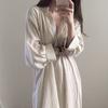 Spring Loose Korean Version Long Over Knee Cotton Shirtskirt Dress