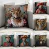 European Fashion Leopard Pillow Case Sofa Decorative Home Double-sided Print Plush Throw Pillow Covers Cushion Decor Cover