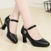 Мода Новые Толстые Каблуки Женские Туфли-Лодочки С Мелким Вырезом Женские Одинарные Туфли Женские Туфли на Высоком Каблуке Черные Офисные Туфли