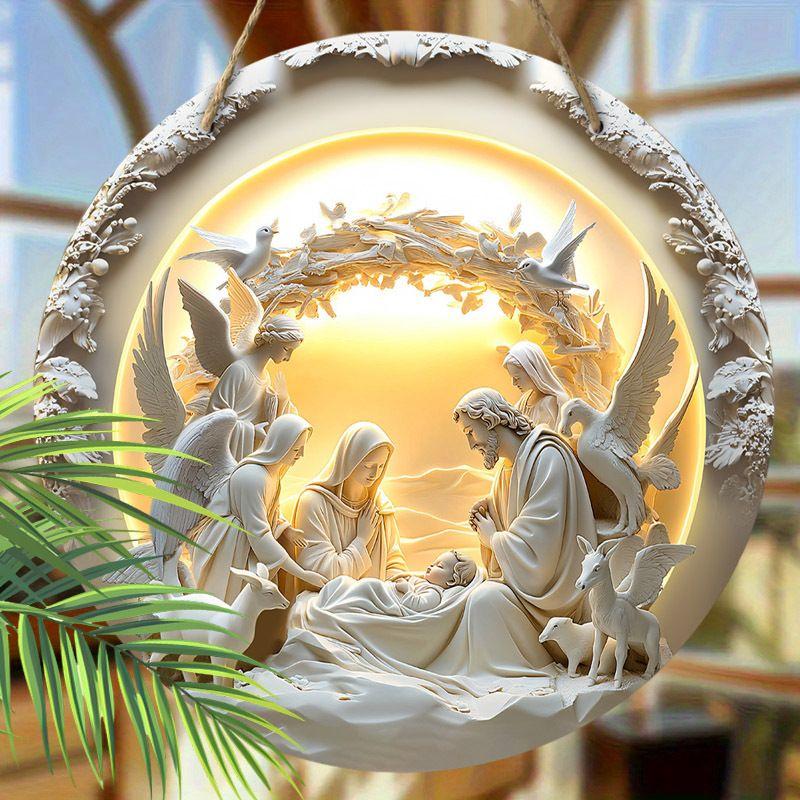 Подвеска «Святая ночь», украшение для стен или дверей дома, плоская деревянная 2D, рождественское украшение, подарки для друзей и семьи