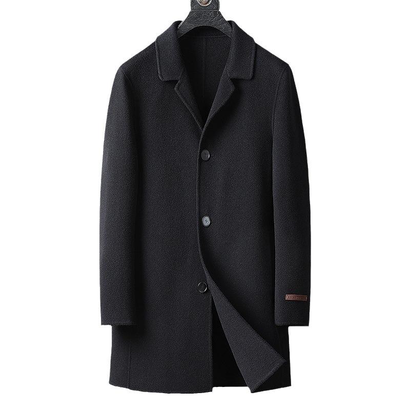 Осенне-зимнее двухстороннее шерстяное пальто ручной работы, мужская модная утолщенная теплая мужская верхняя куртка из чистой шерсти