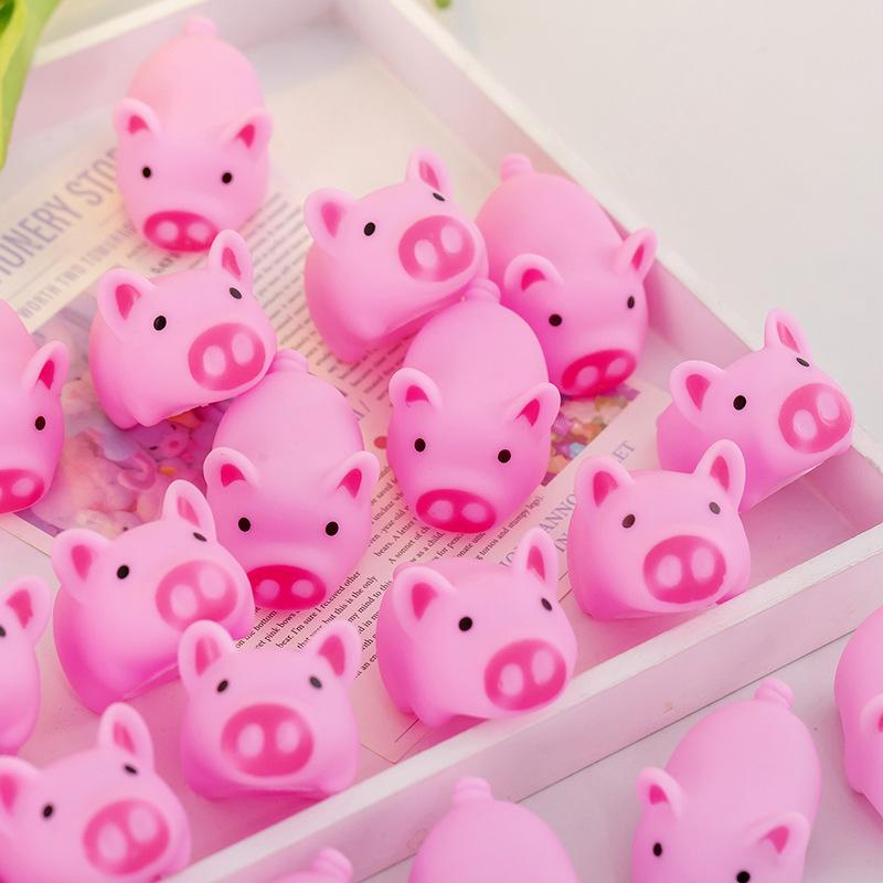 6/36pcs Mini Rubber Pig Baby Bath Toys Pink Piggy Decompression Venting Toys Float Squeak Toys for Baby Shower for Children
