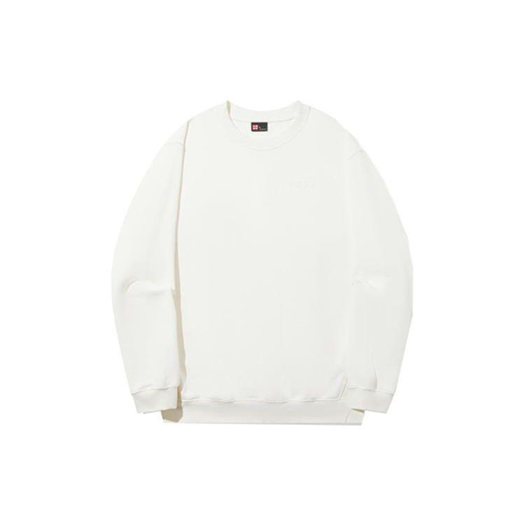 Li Ning Vital Series Solid Color Crew Neck Pullover Sweatshirt Unisex Sweatshirt Off-White AWDT701-3