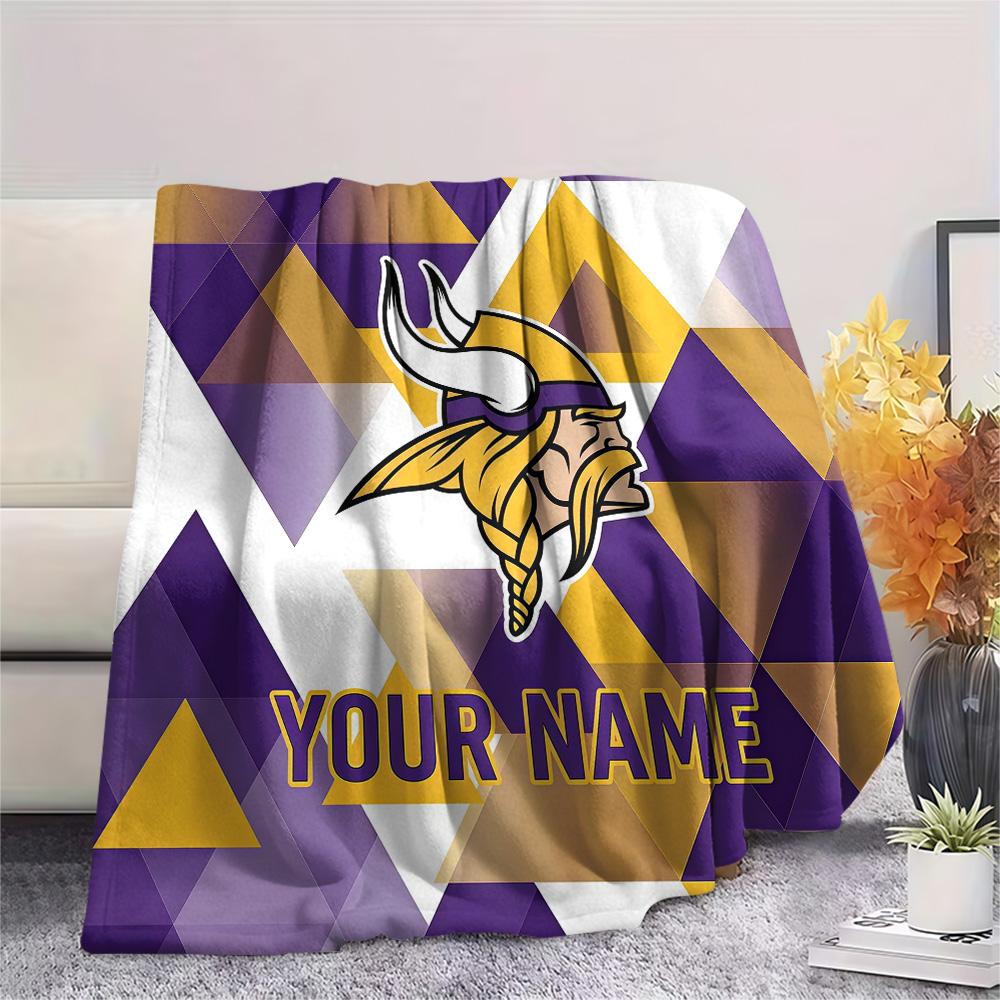 Custom Name Minnesota Vikings Flannel Blanket, High quality Comfortable for All Seasons, Home Decor, Warmth and Comfort